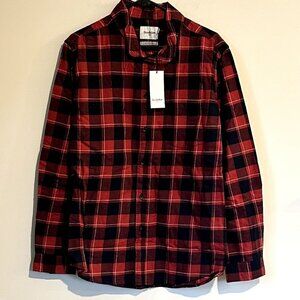 NWT Goodfellow Red Plaid Long Sleeve Button Up Shirt - Large